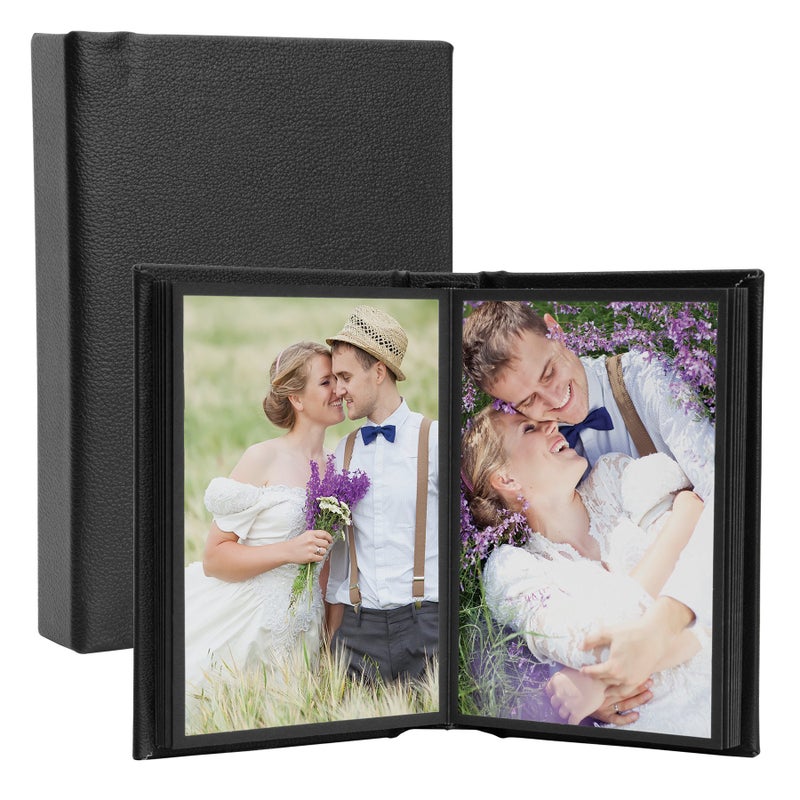 Neil Enterprises, Inc نيل إنتربرايزز إنك. ألبوم صور ذات عصا ذاتية من الجلد الأسود بقياس 4" × 6" - يحمل 20 صورة - Image 1
